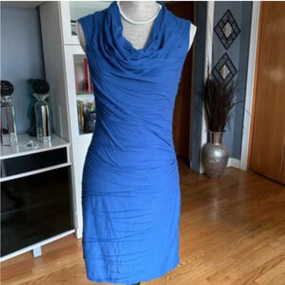 NWT Max Studio Women Blue Cowl Neck Cocktail Dress XS